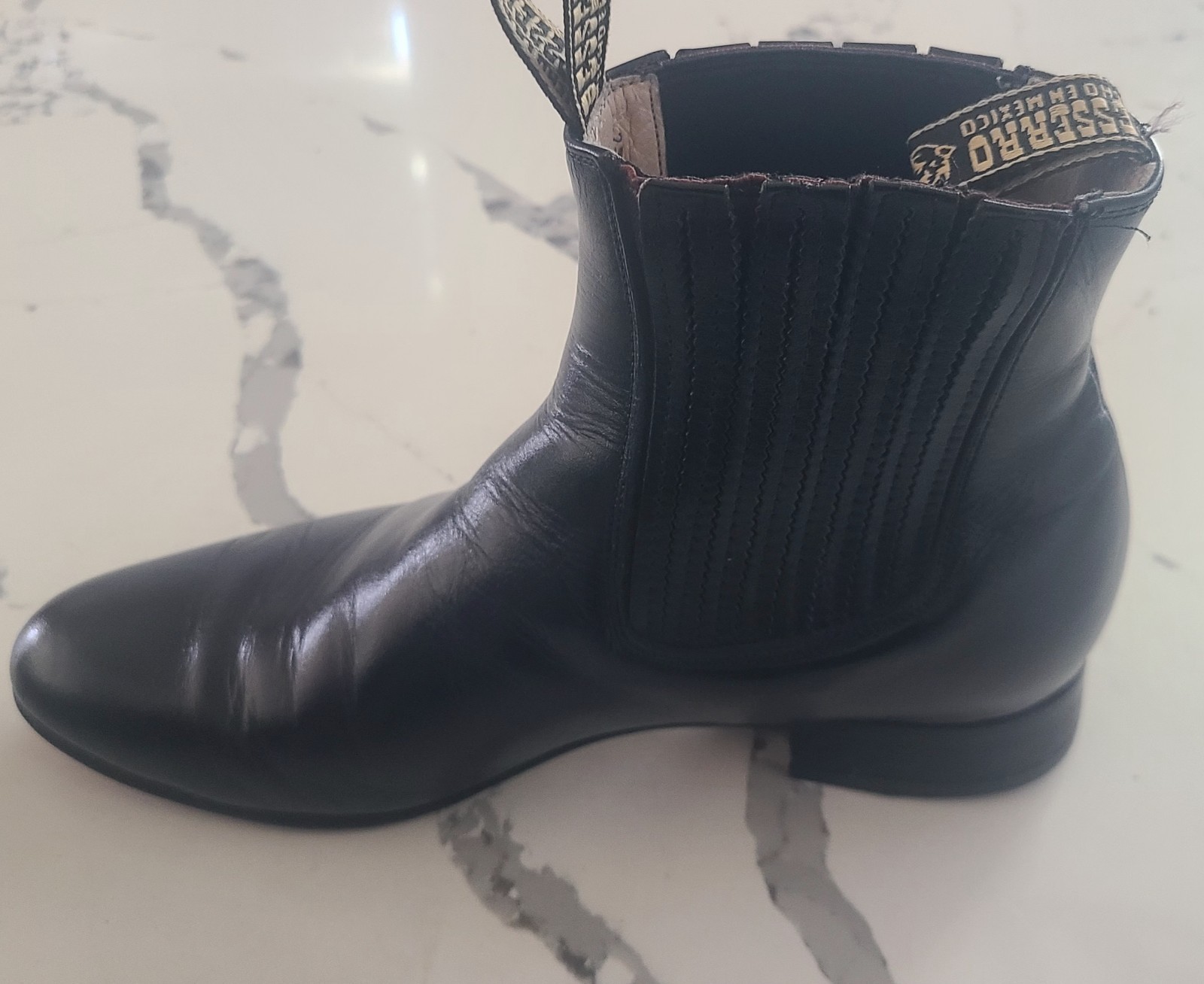 Men's Dress Boots Besserro Black, Double Zipper All Leather SIZE 27/9-9.5