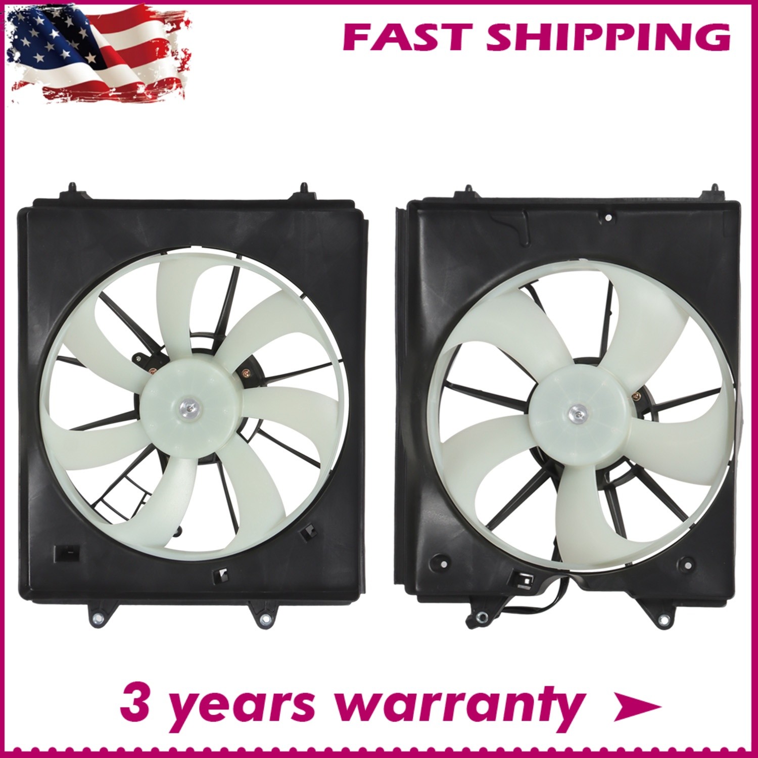 Condenser Fan Radiator Cooling Fan Set Fit For 2011-2016 Honda Odyssey with AC