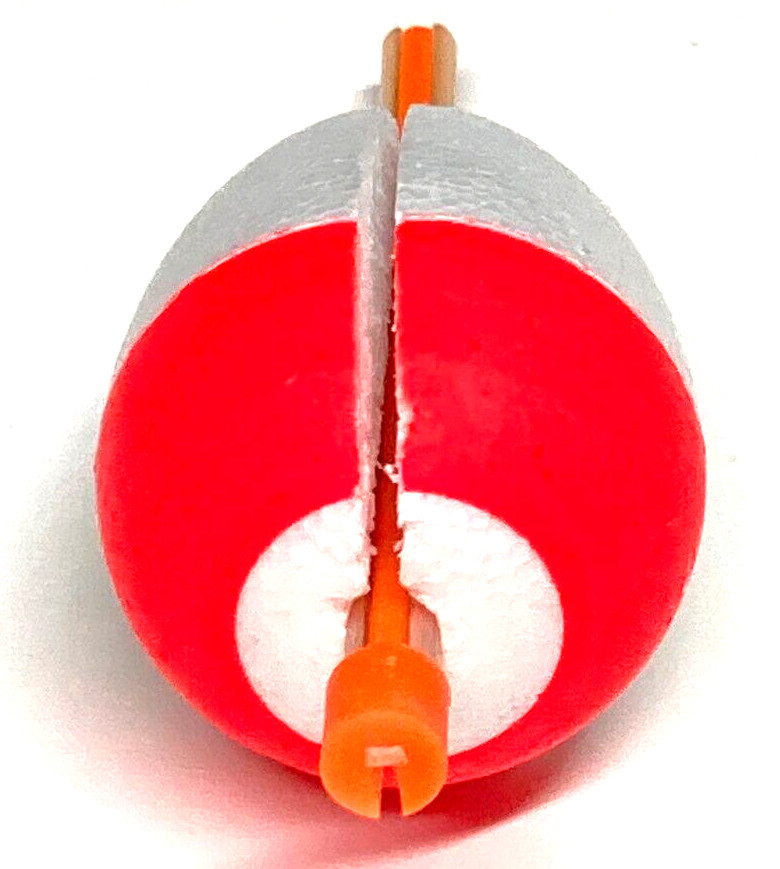 SET OF 6 Red/White 1.25" Foam Pear Slotted Stick Float