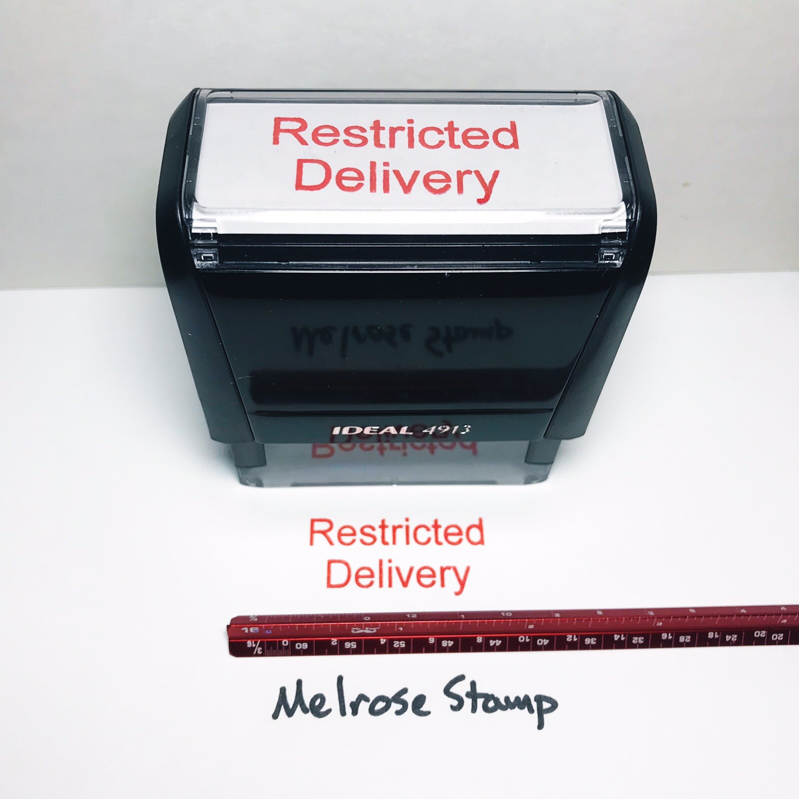 Restricted Delivery Rubber Stamp Red Ink Ideal 4913