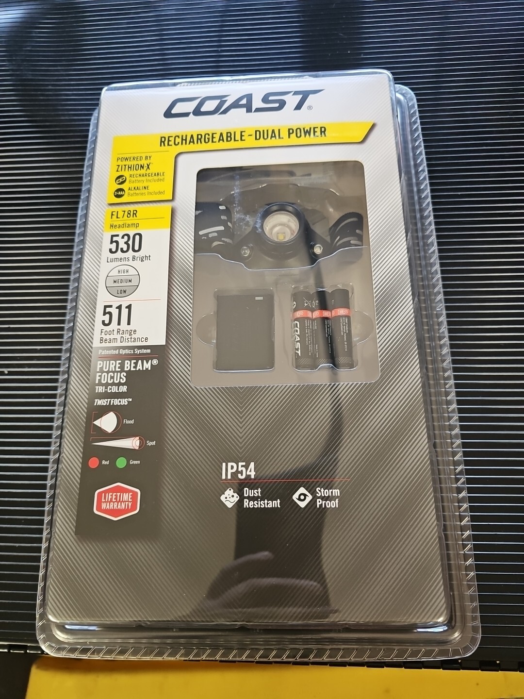 Coast FL78R 530 Lumen Rechargeable Tri-Color LED Headlamp with Twist Focus