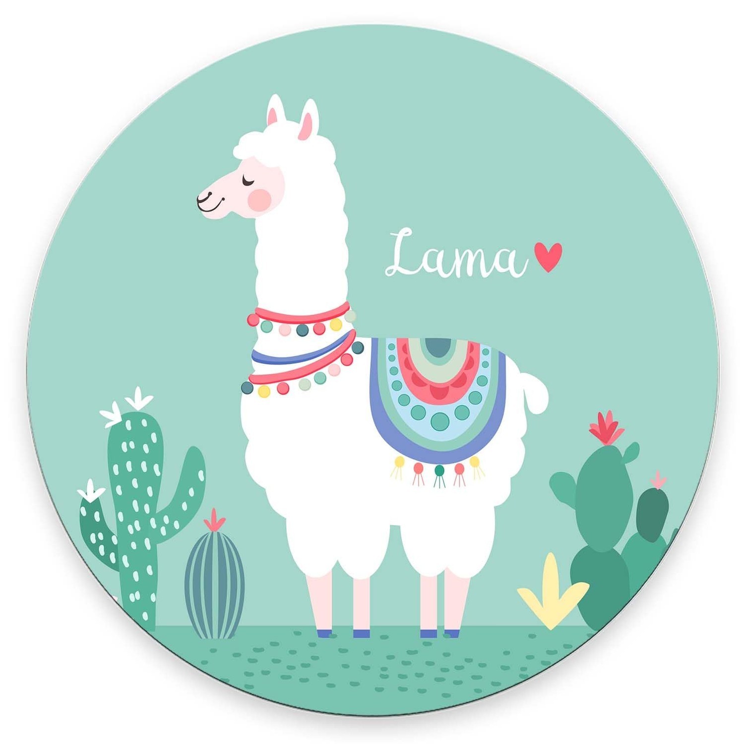 Mouse Pad, Llama Mouse Pad, Washable Round Cloth Mousepad for Gaming Office L...