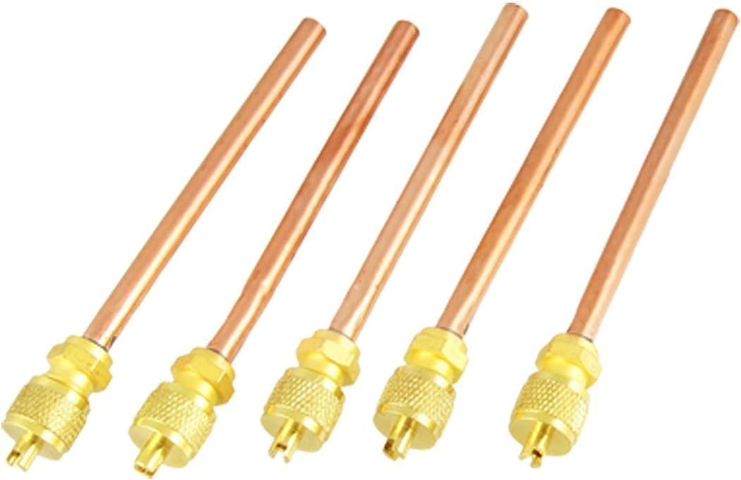 5 Pcs Air Conditioner Spare Part 6mm Copper Tube OD Filling Access Valve