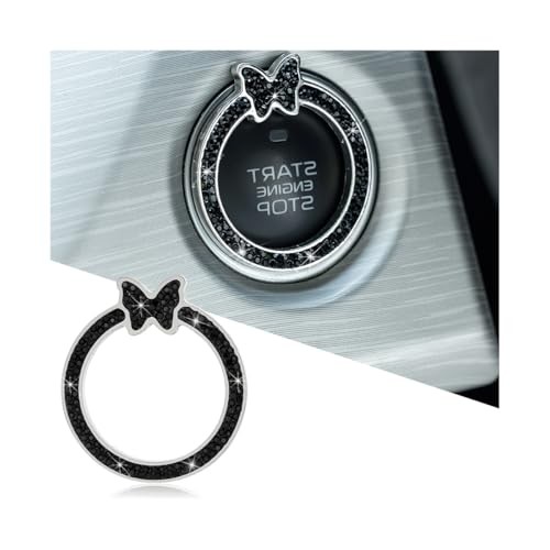 Bling Car Engine Start Ring Sticker, Rhinestone Butterfly Vehicle Push Black