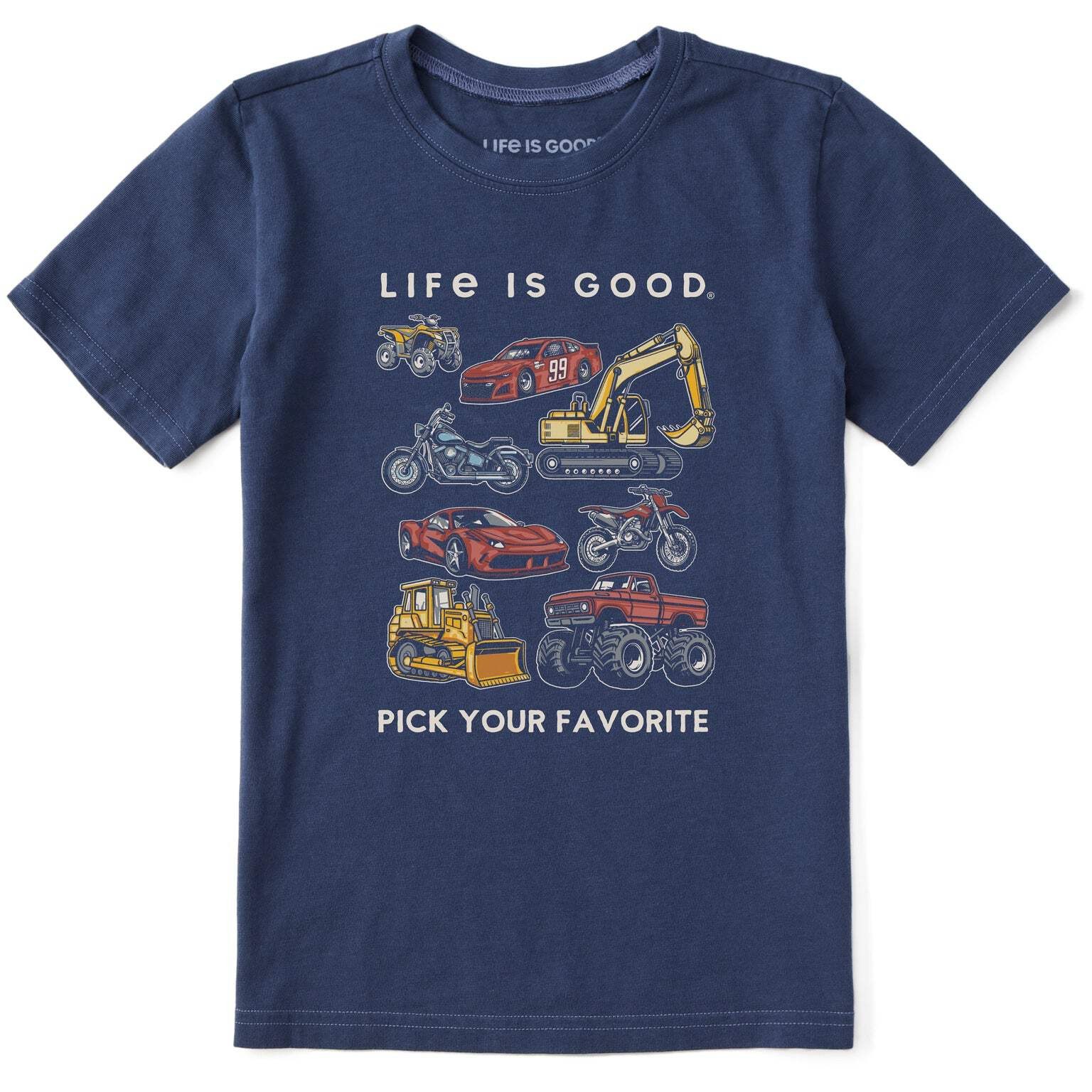 Life is Good 153902 - Kids Pick Your Favorite Machines Short Sleeve Crusher Tee