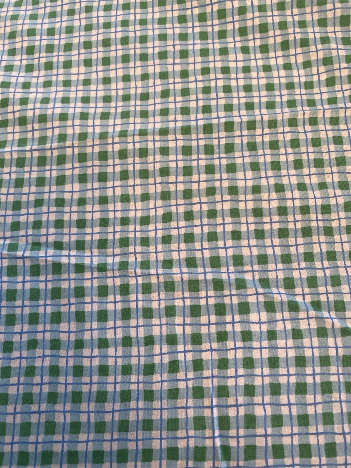 Green & Blue Plaid On White 3 Yards Cotton