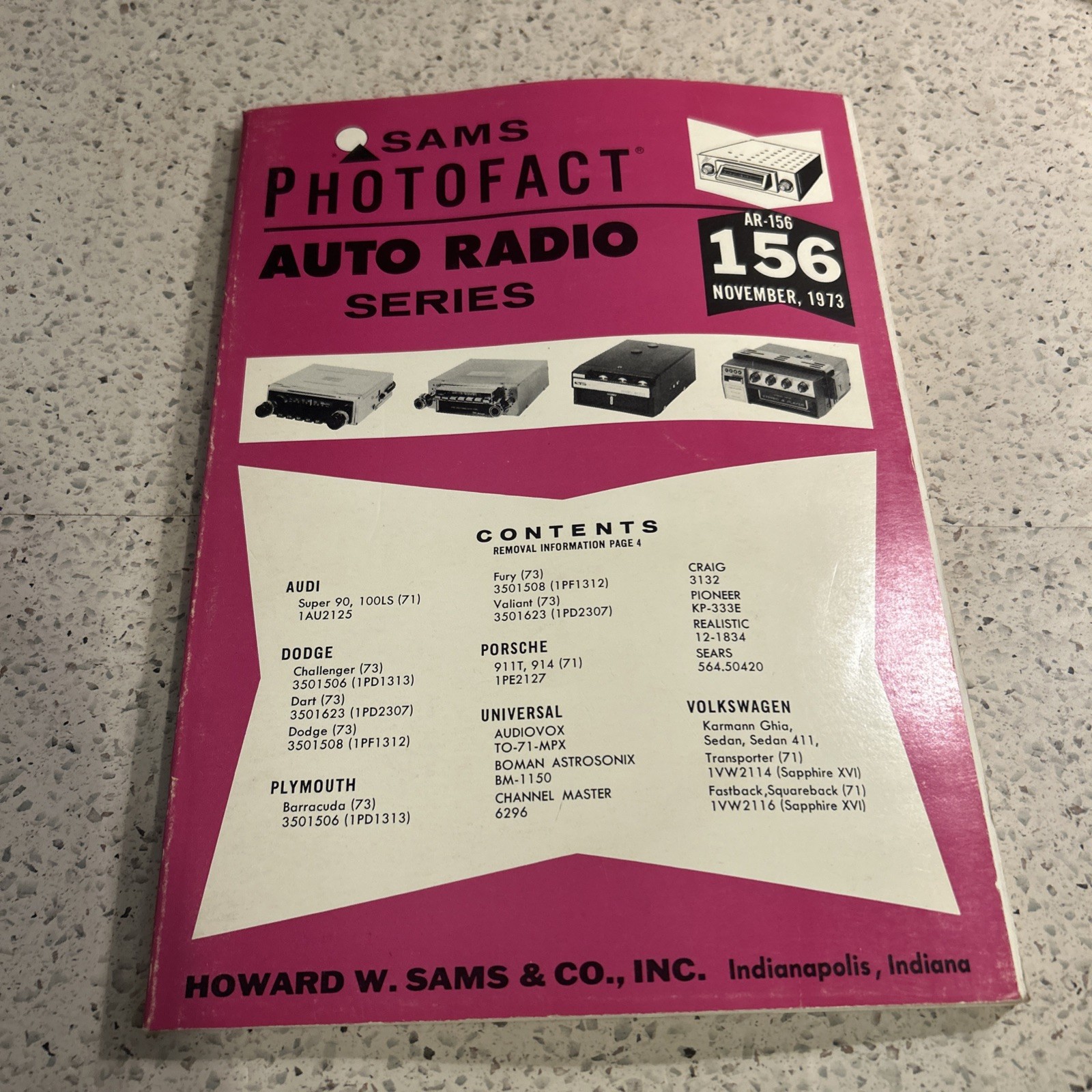 Sams Photofact Auto Radio Series AR-156