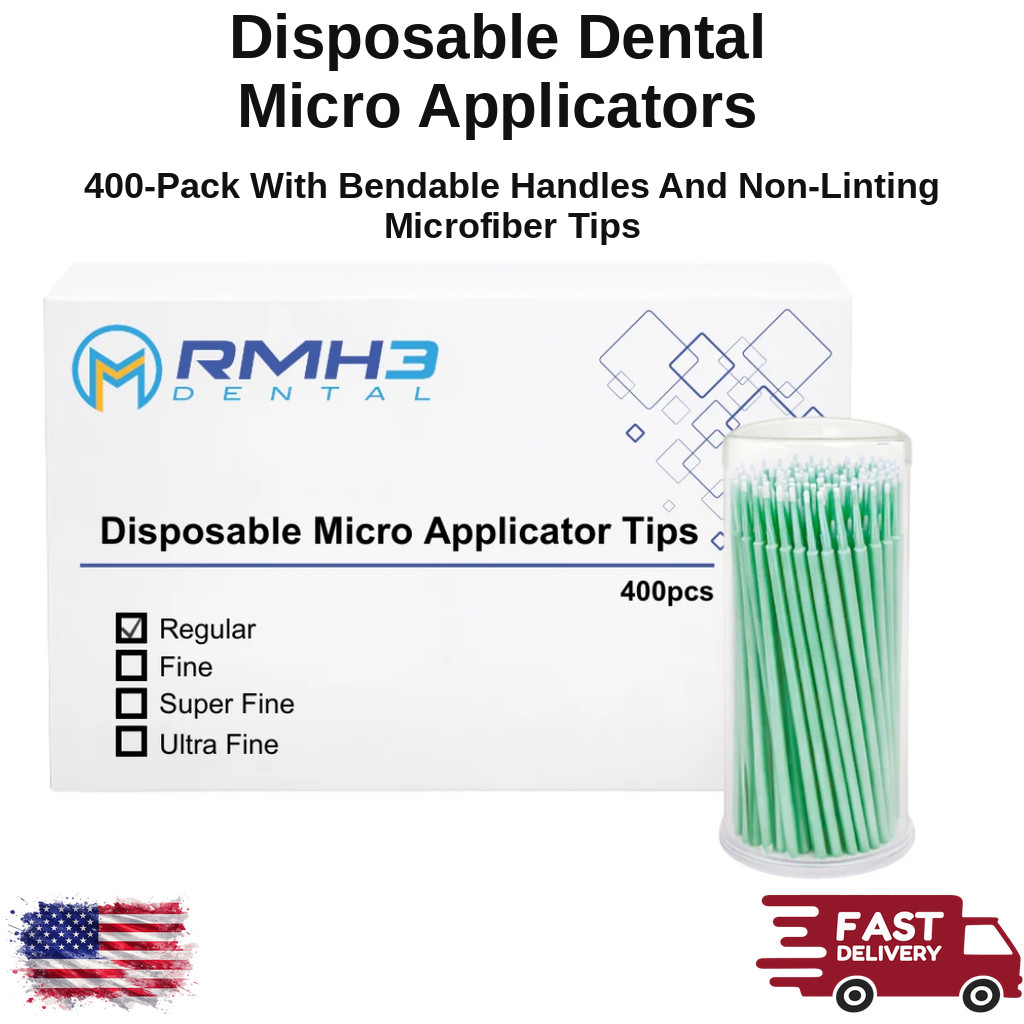 Disposable Micro Applicators w/ Non-Linting Microfiber Tips 400 Pk Dental Use