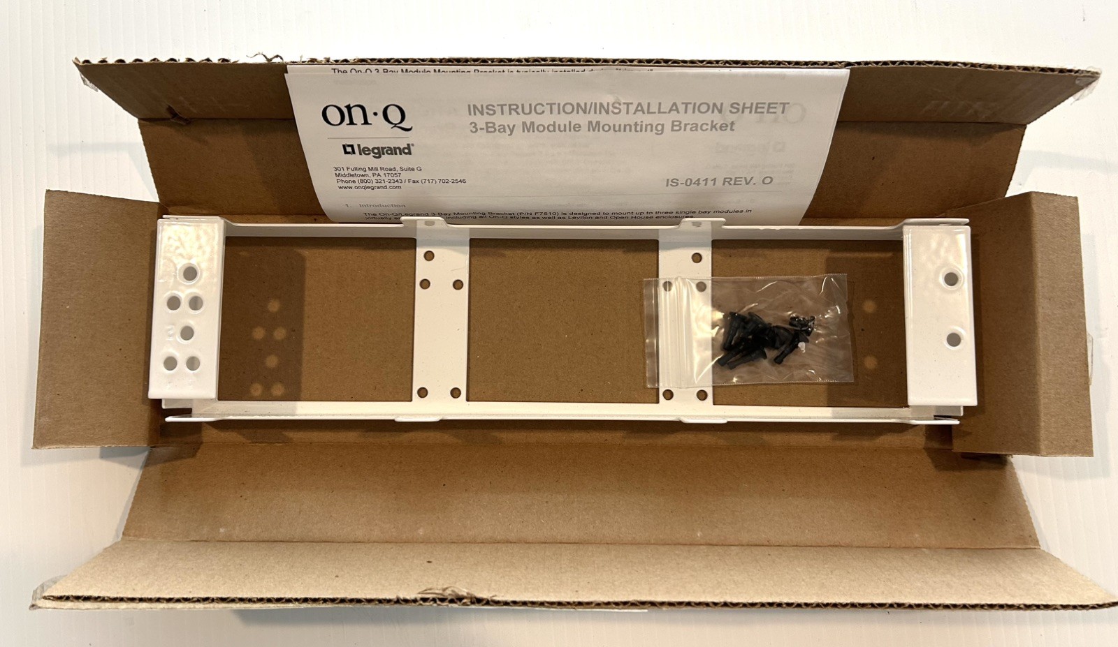 NEW Legrand 3 Bay Mounting Module Bracket White IS-0411 ON-Q