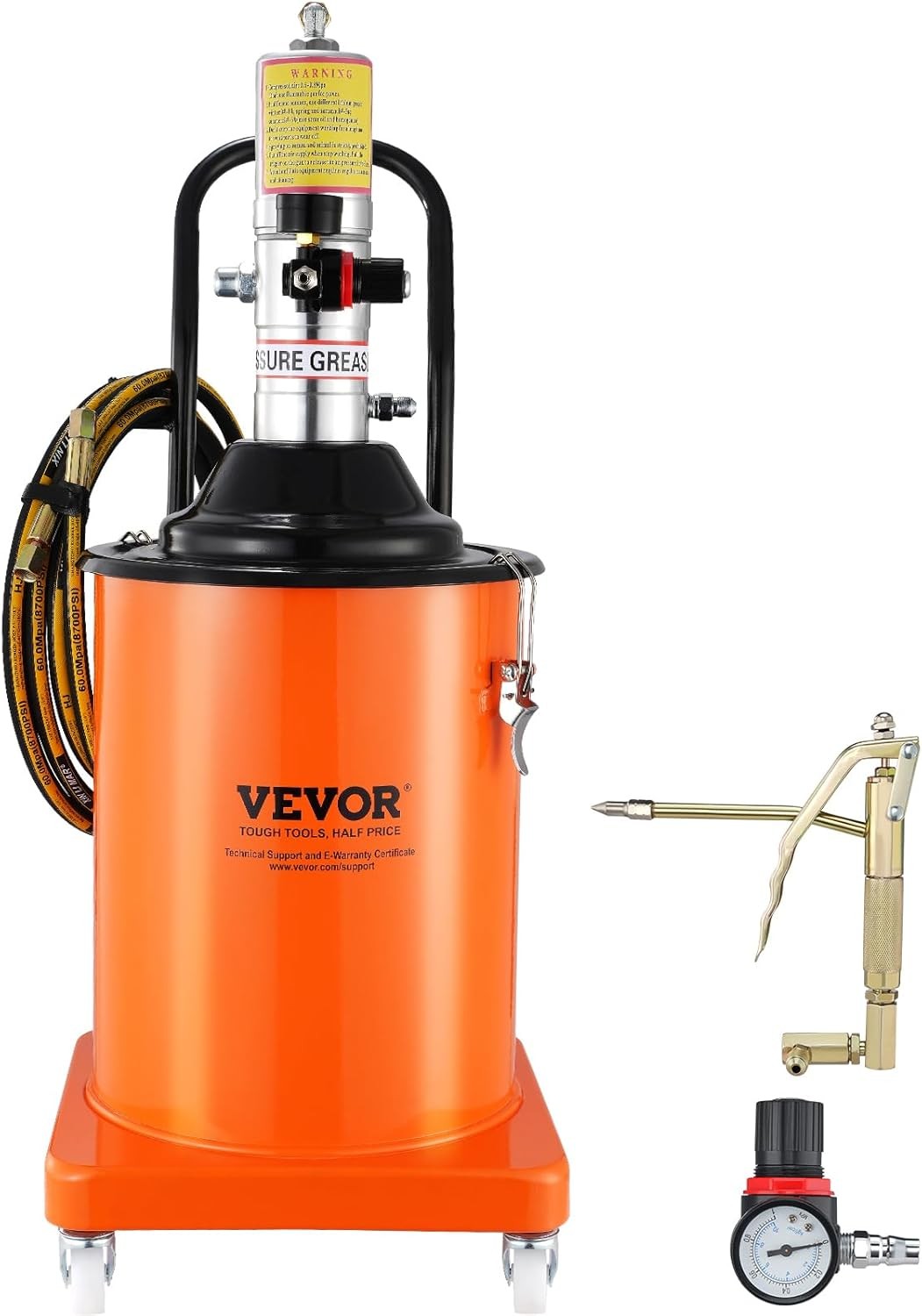 Heavy-Duty 20L Pneumatic Grease Gun with 360-Degree Hose - Ultimate Performance
