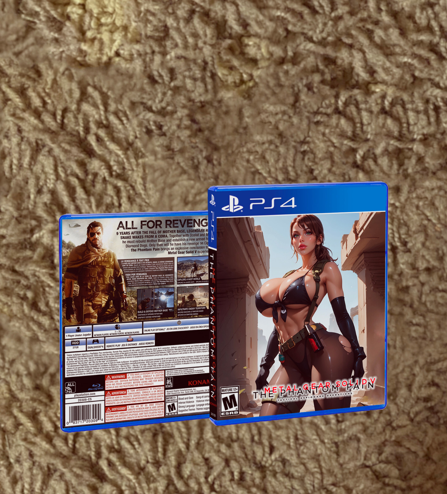 Metal Gear Solid V: The Phantom Pain PS4 CUSTOM COVER ART & CASE - NO GAME
