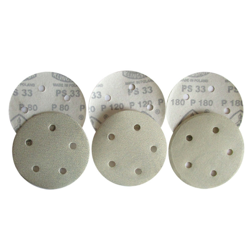 5 Hole 5" Sanding Disc Hook & Loop 80-180 Grit Orbital Sandpaper Pads 125mm PS33