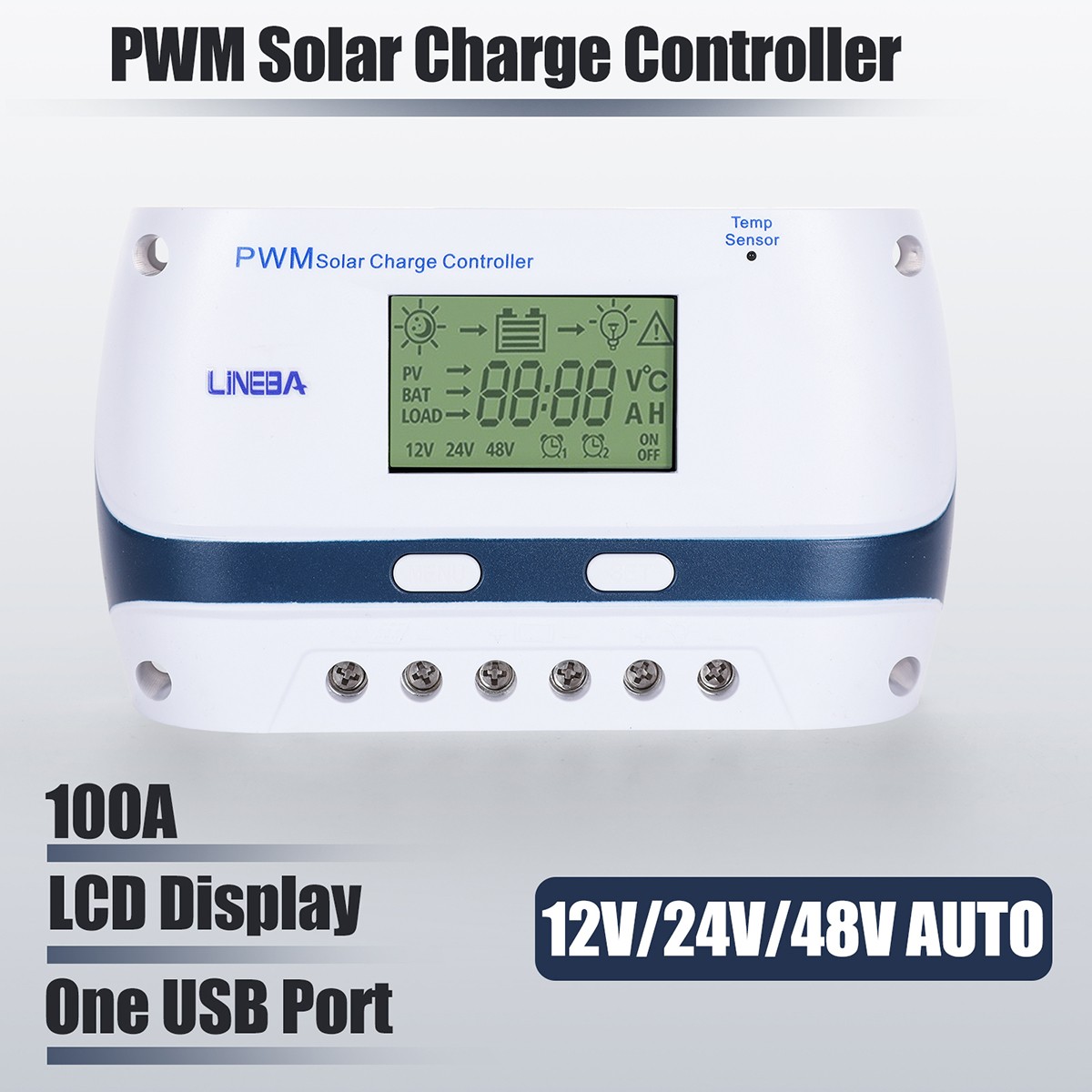 100A MPPT Solar Panel Regulator Charge Controller 12-48V Auto Focus Tracking LCD