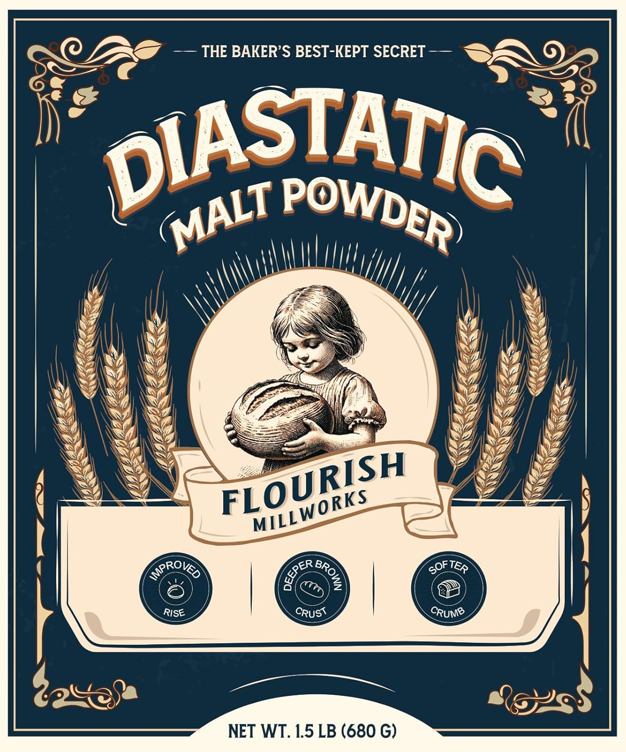 Diastatic Malt Powder 24Oz. - Premium Baking Enhancer & Dough Improver - the Bak