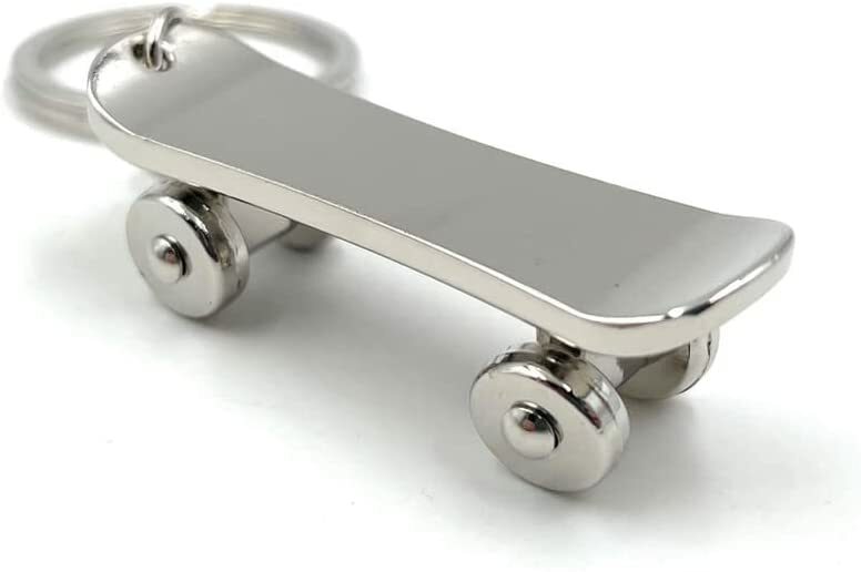 Skateboard Skater Keychain Pendant Silver Metal
