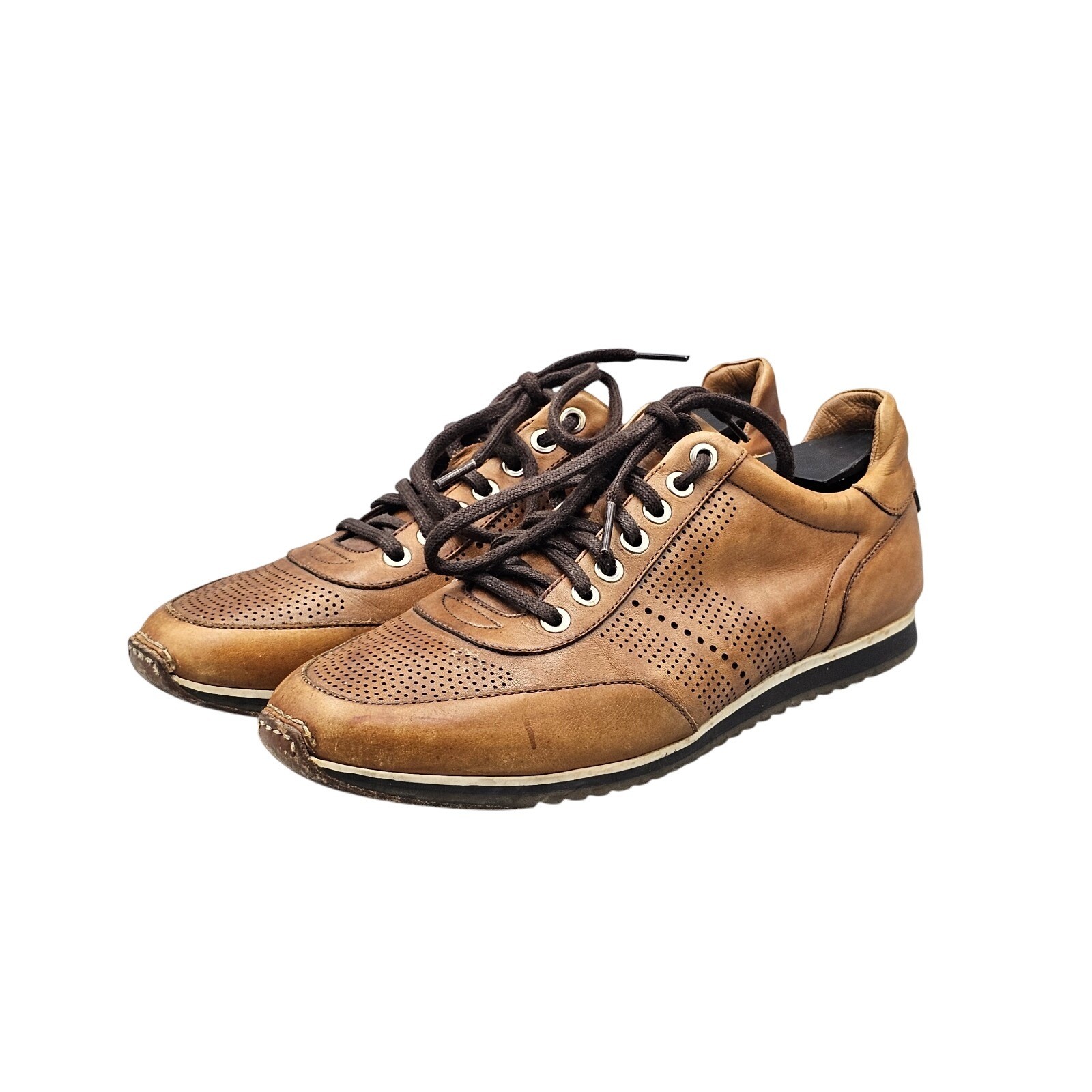 Magnanni Men's Size 8.5 M GUC Pueblo Brown Leather Lace Up Sneakers Shoes