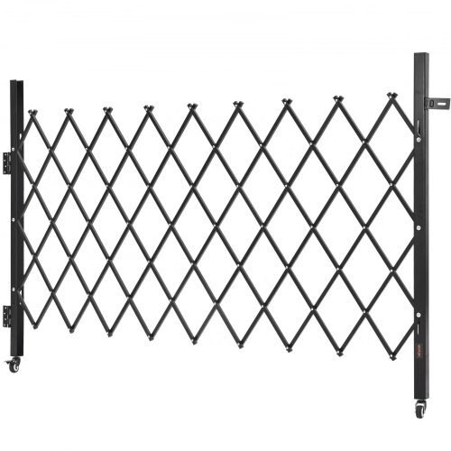 Single Folding Security Gate, Lockable Scissor Gate with 360?° Swivel Caster