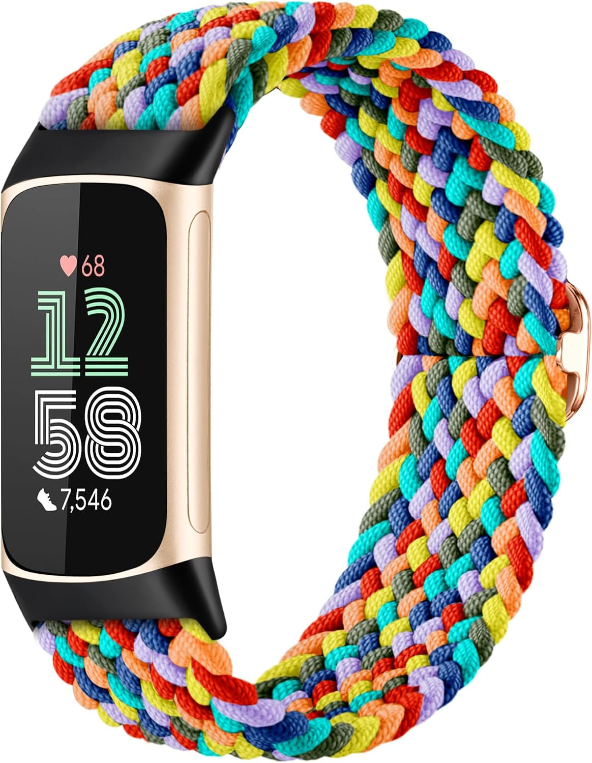 Elastic Bands Compatible with Fitbit Charge 6/Charge 5 Band Women Men, Stretchy