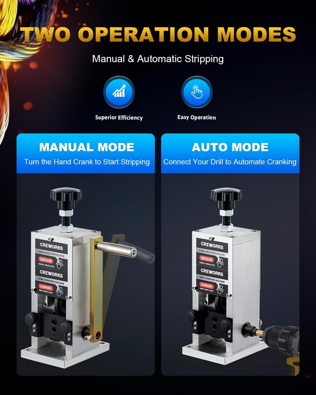 Drill Powered Wire Stripping Tool - 3 Feed Holes