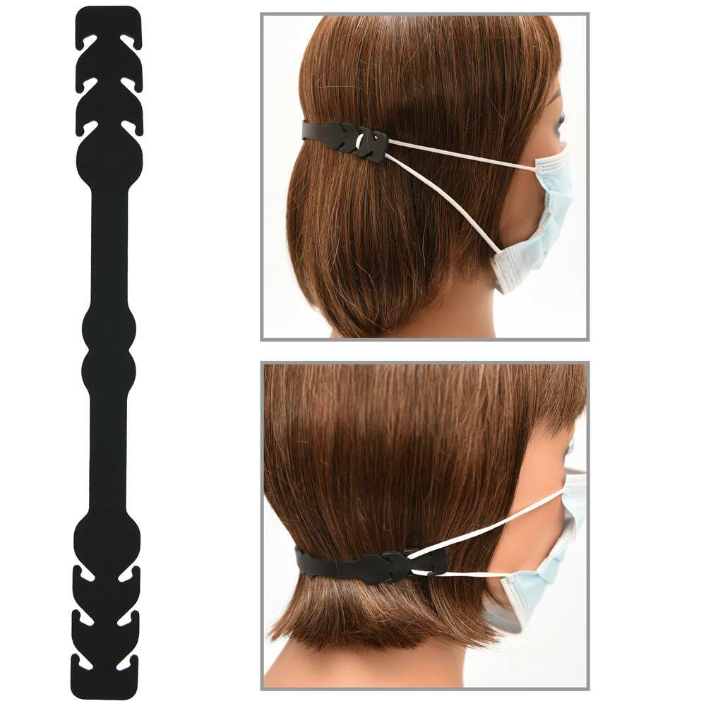 Mask Mates Mask Extender Strap Holders 43951 (2) Washable Silicone Black