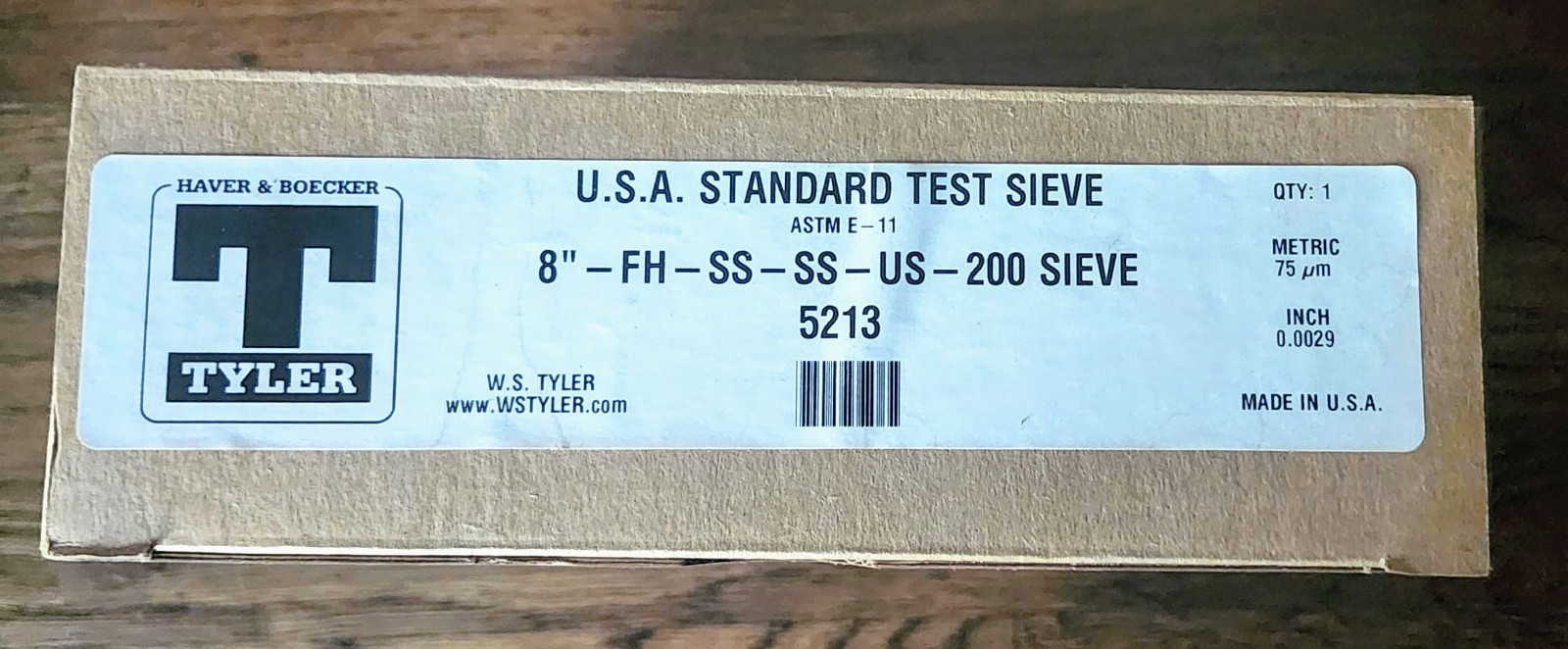 WS Tyler 5213 8"-FH-SS-SS-US-200 Sieve, New In OEM Box