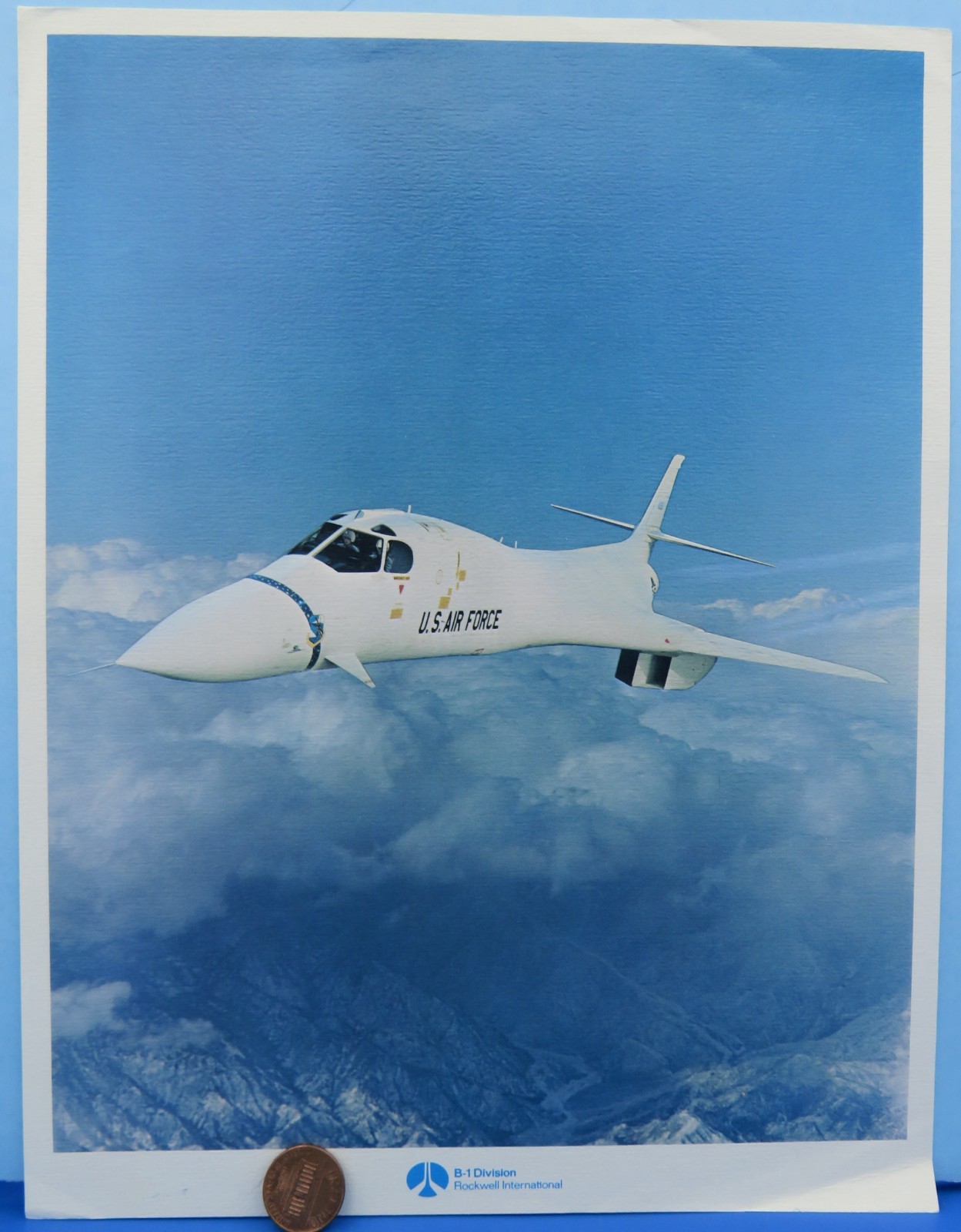 Rockwell Promo PHOTO LITHOGRAPH '73 vtg B-1 BOMBER Division NASA Color