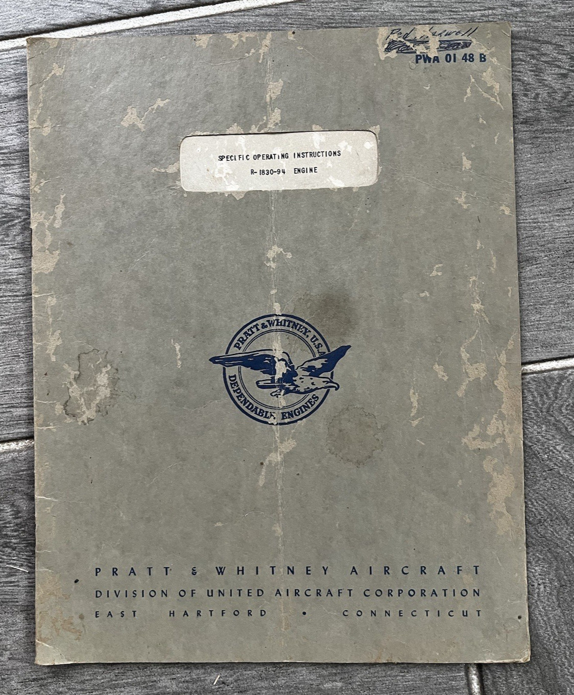 Pratt & Whitney R-1830-94 Engine Specific Operating Instructions 1946 Original