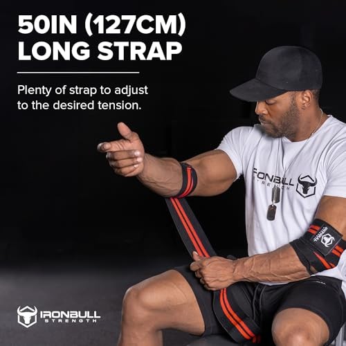 Elbow Wraps for Weightlifting (1 Pair) - 50" Elastic Elbow Braces for Black/Red