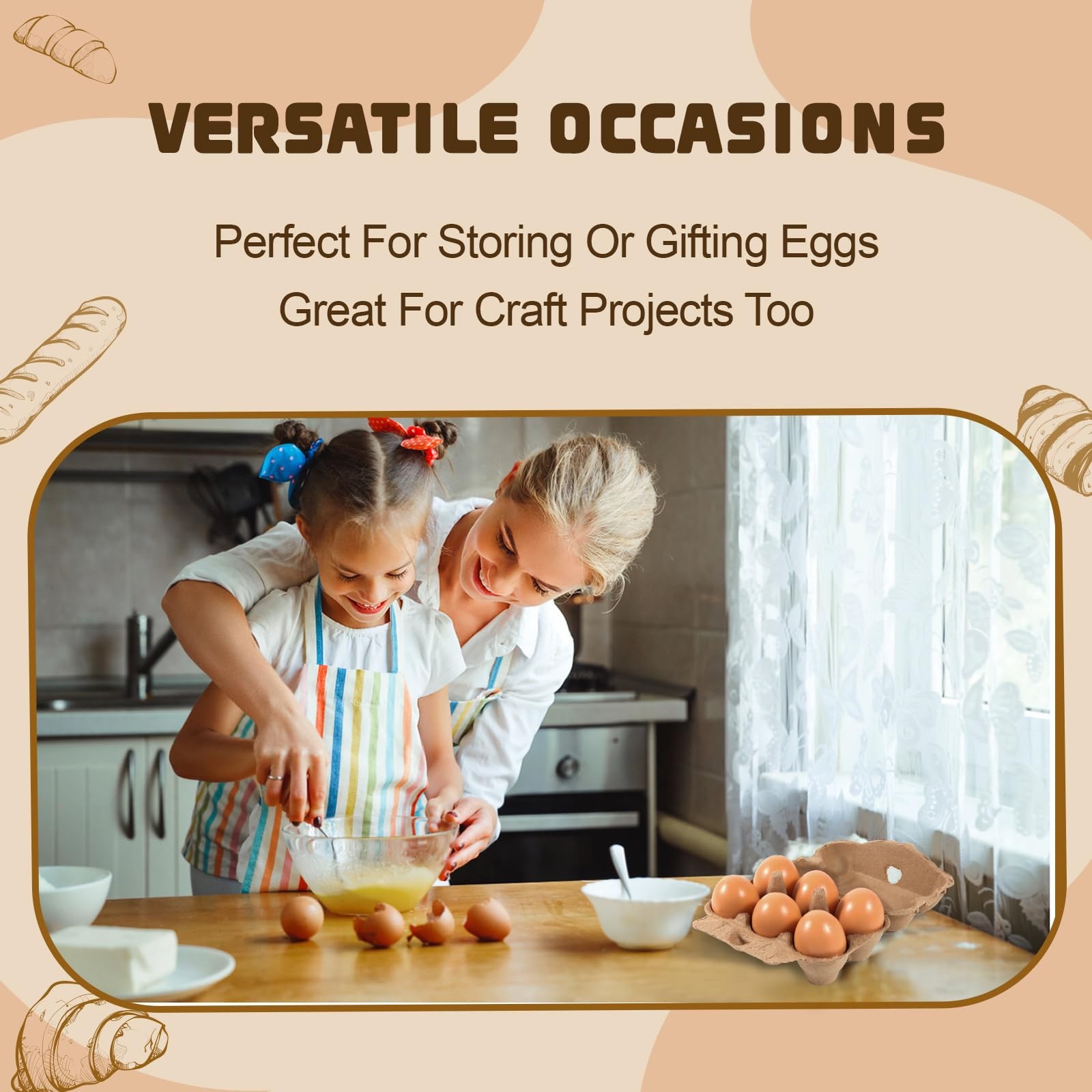 40 Pack Egg Cartons 6 Count Paper Pulp Reusable Strong Storage For Eggs Bulk