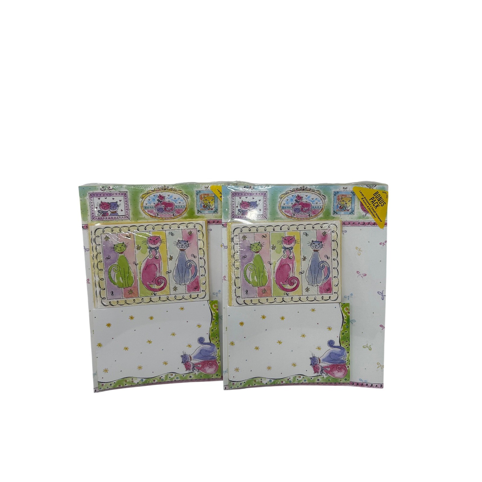 Vintage American Greetings Cat Stationery 2 Sets Notepads Notes Envelopes NOS