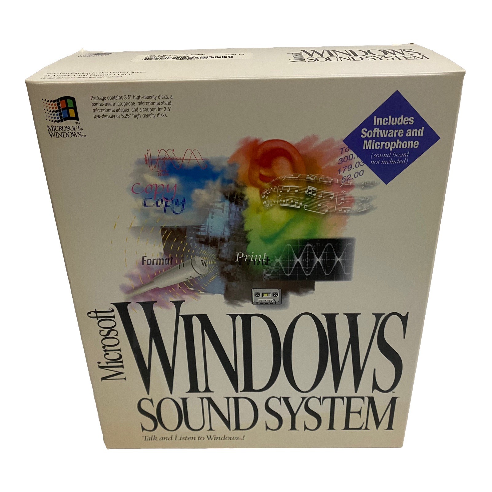 Microsoft Windows Sound System 1993 #53825 New/Open Box - Software+Microphone