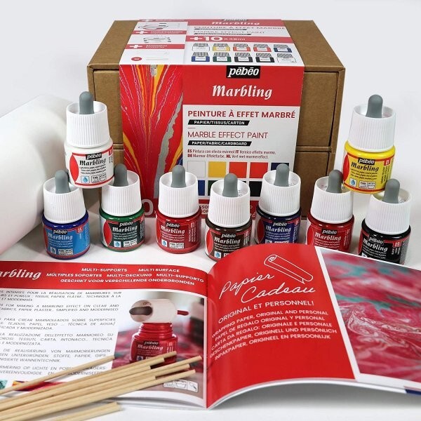 Pebeo Marbling Paint Set, 10 X 45ml Art Bottles 758495
