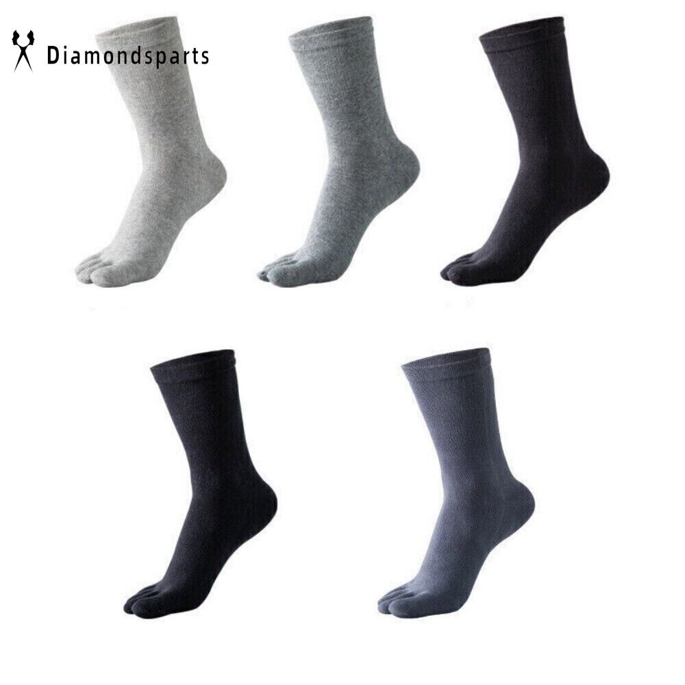 Men100% Cotton Five Finger Toe Crew Ankle 5Pairs Sport Solid Athletic Socks 7-11