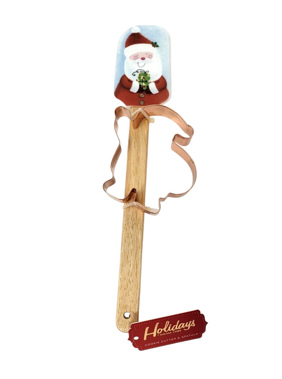 Holidays by Social Chef Cookie Cutter & Spatula - New - White w/ Santa Claus