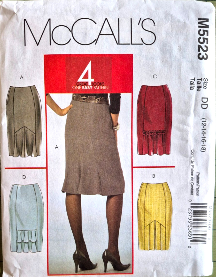 MCCALLS PATTERN 5523  SKIRTS   MISSES SIZES  12 14 16 18  UNCUT  FF