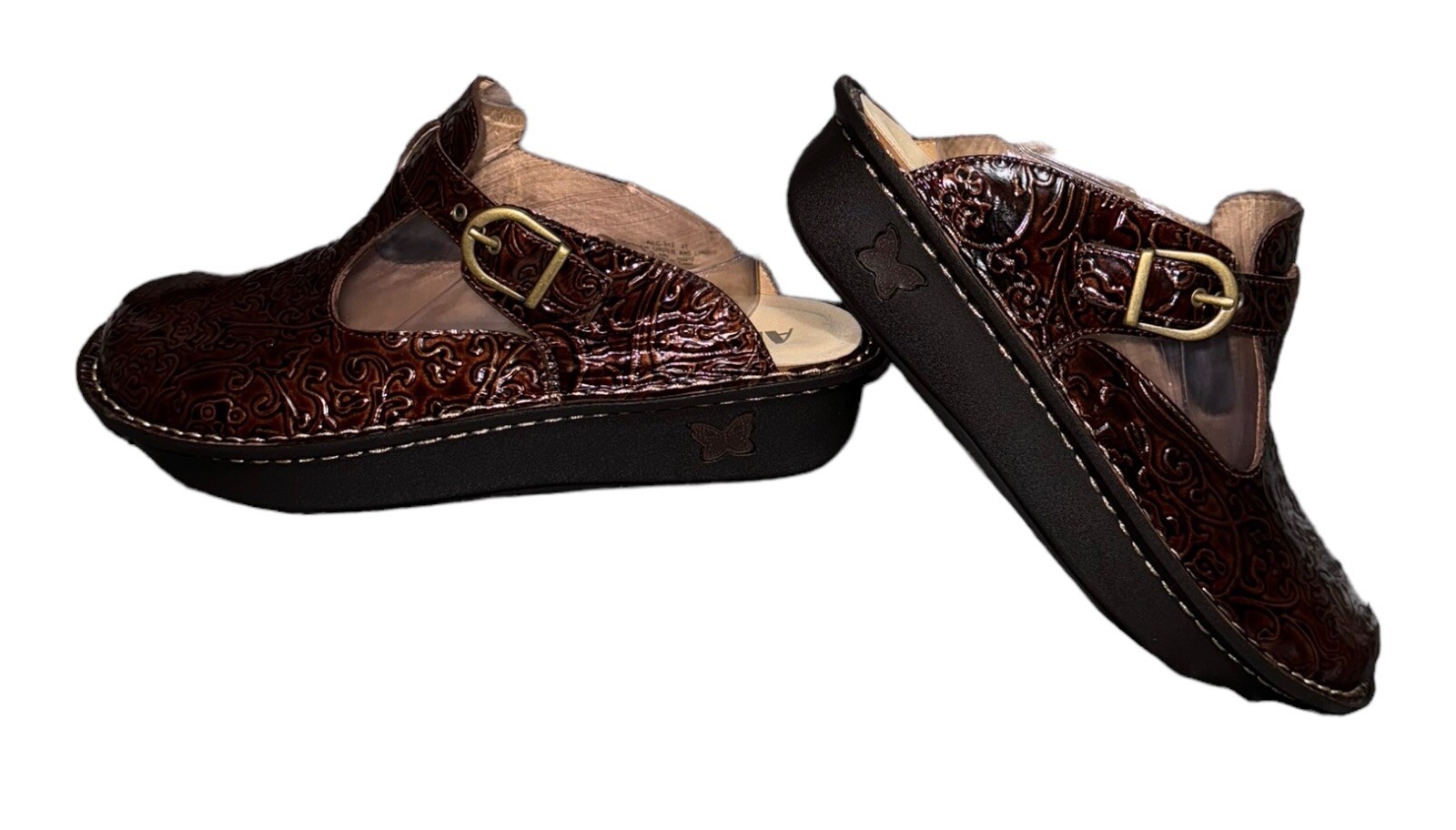 ALEGRIA  WORK CLOGS WOMENS BROWN LEATHER UPPER SIZE 4