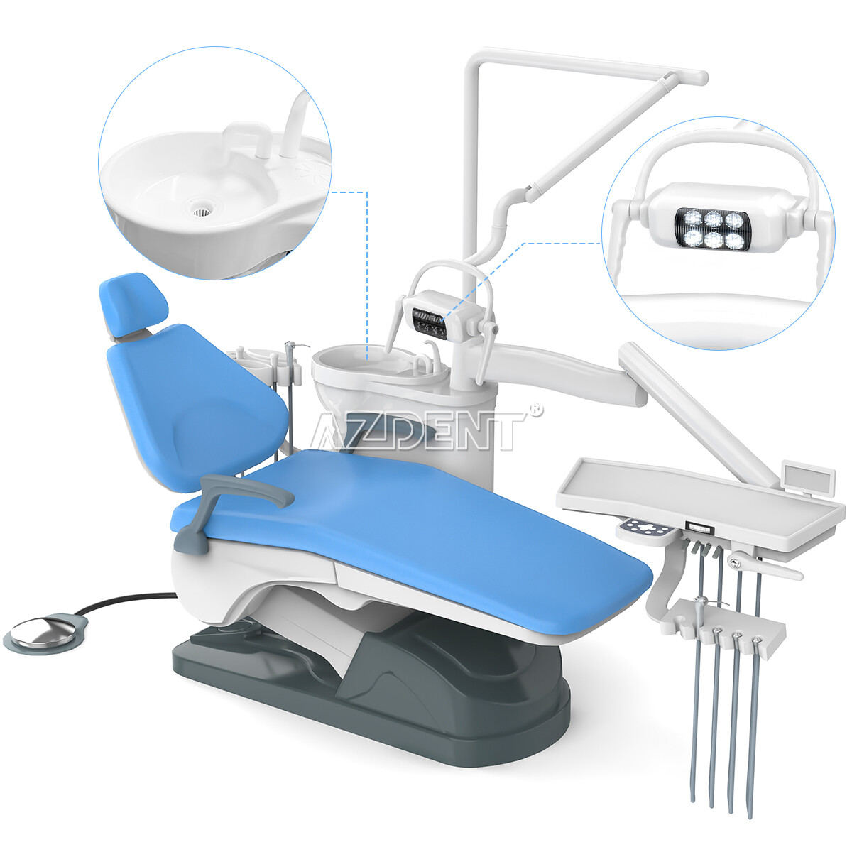 Dental Unit Chair Computer Controlled DC Motor PU Leather Stool/Handpiece 4 Hole