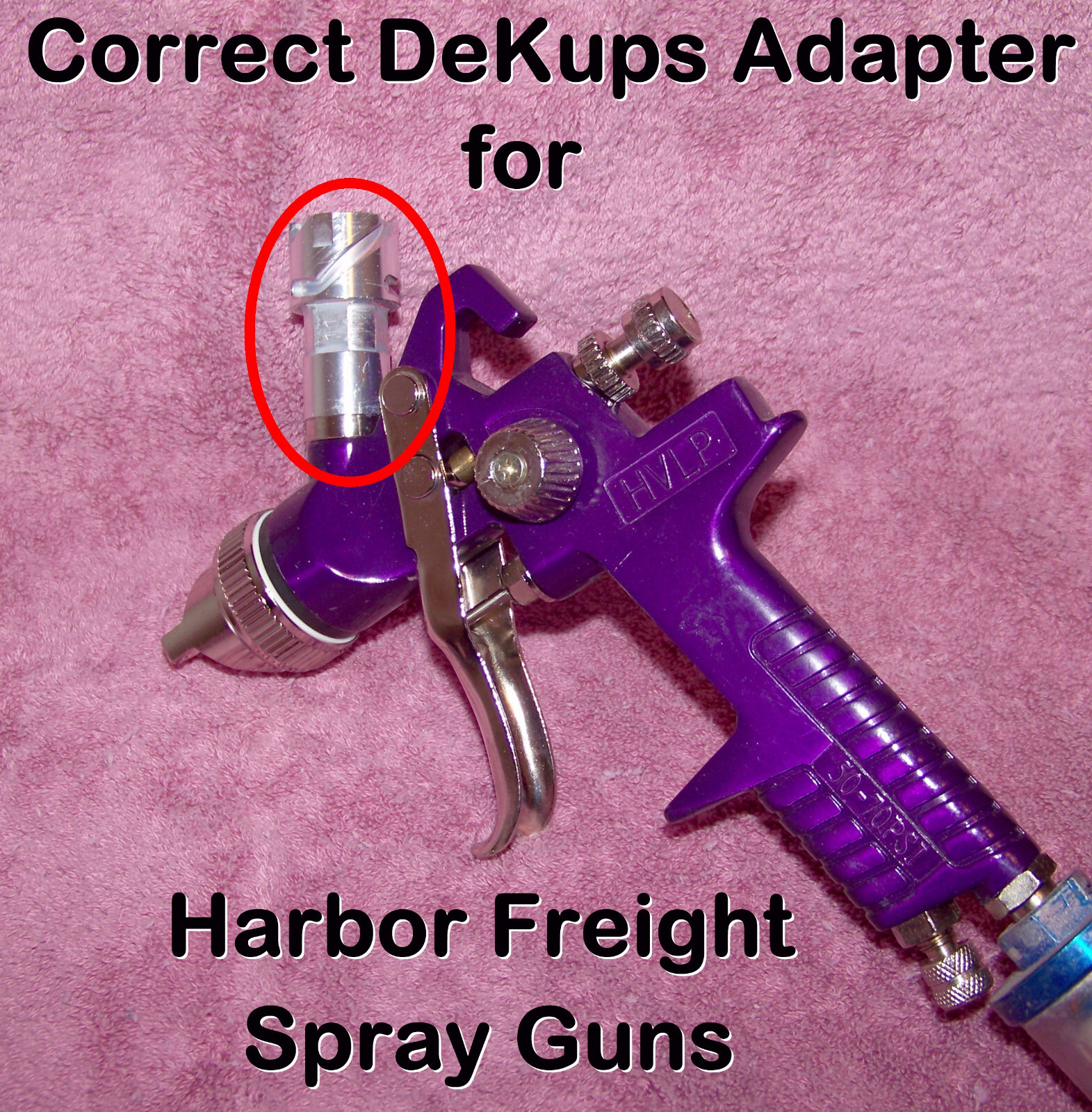 Correct Devilbiss DPC DeKups Adapter for Harbor Freight Spray Guns-FREE SHIPPING