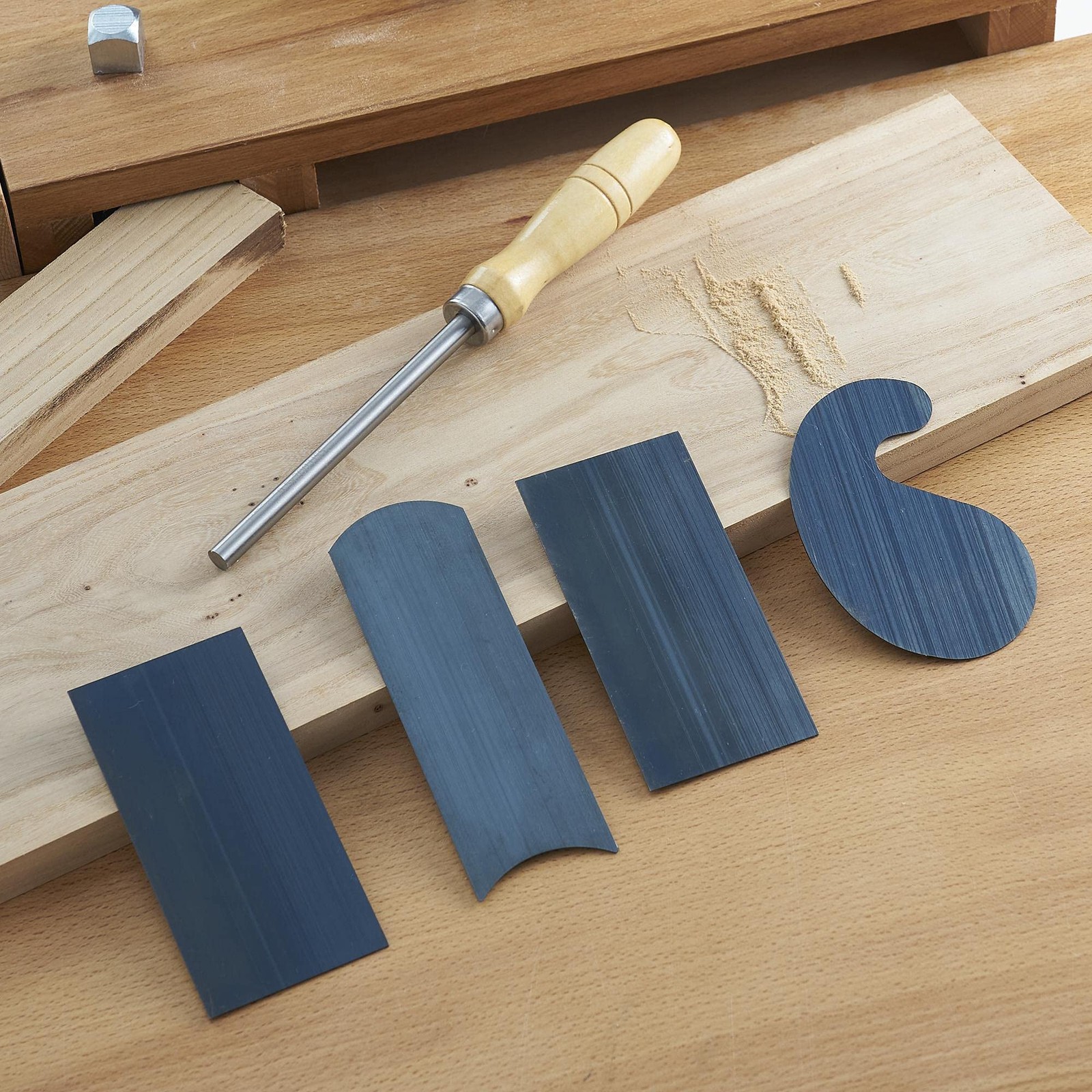 HERMIT TOOLS Cabinet Scraper Burnisher with 4 Piece Multi-Shaped Scraper Set 2 R