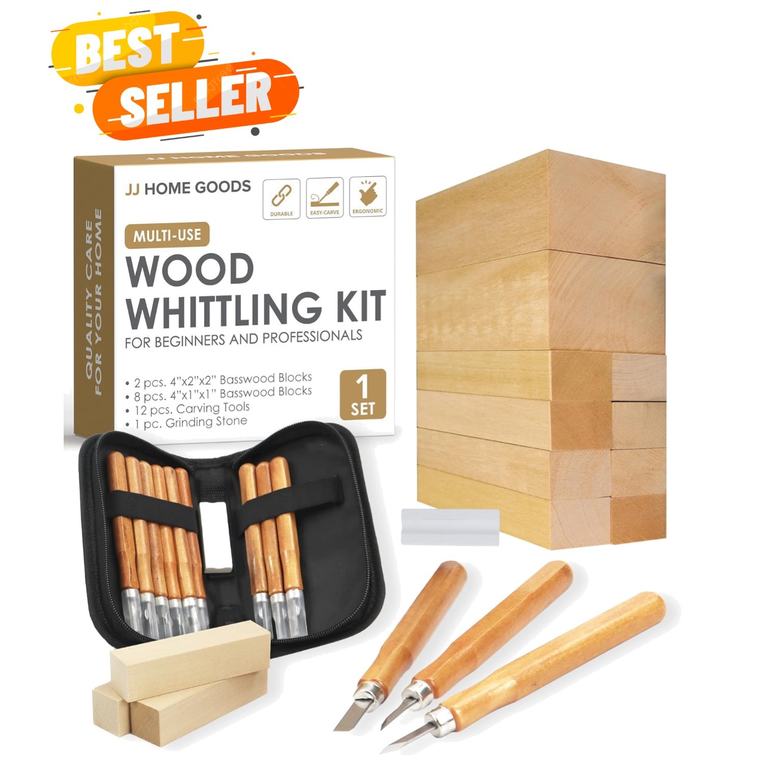 Complete 24-Piece Wood Carving Set - Ideal for Beginners & Professionals Alike