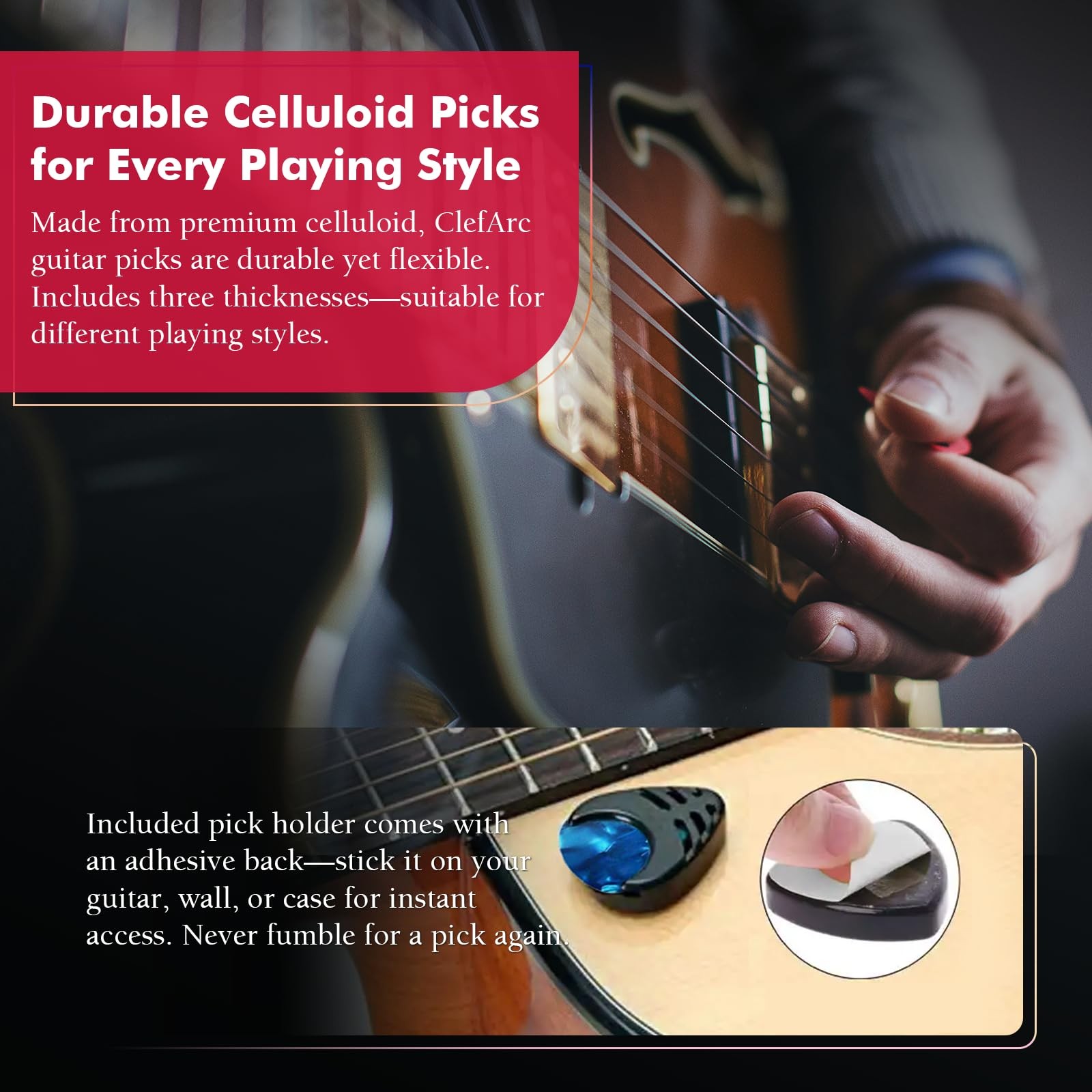 ClefArc Guitar Wall Mount Cherry - 2 Pack U-Shape 2