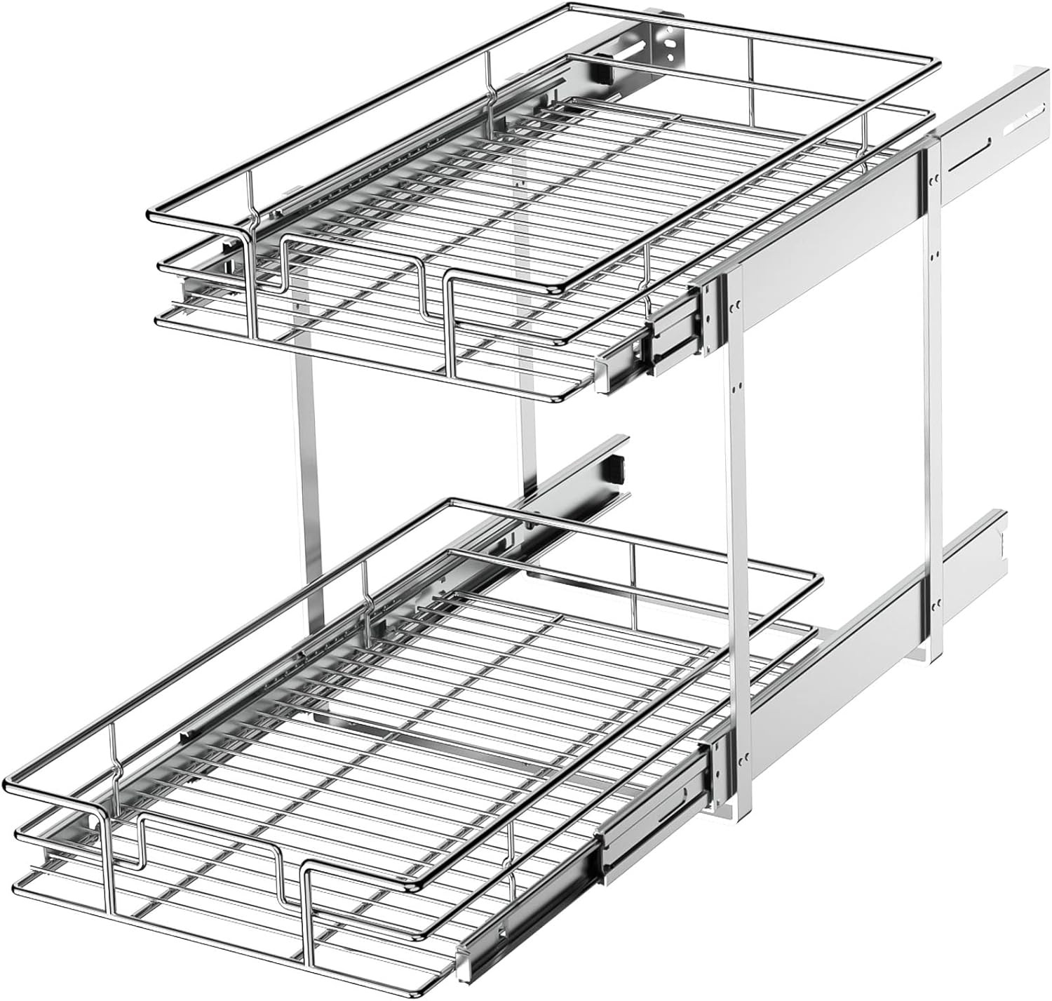 LOVMOR 2 Tier Individual Pull Out Cabinet Organizer 11" W X 18" D, Slide Out Kit