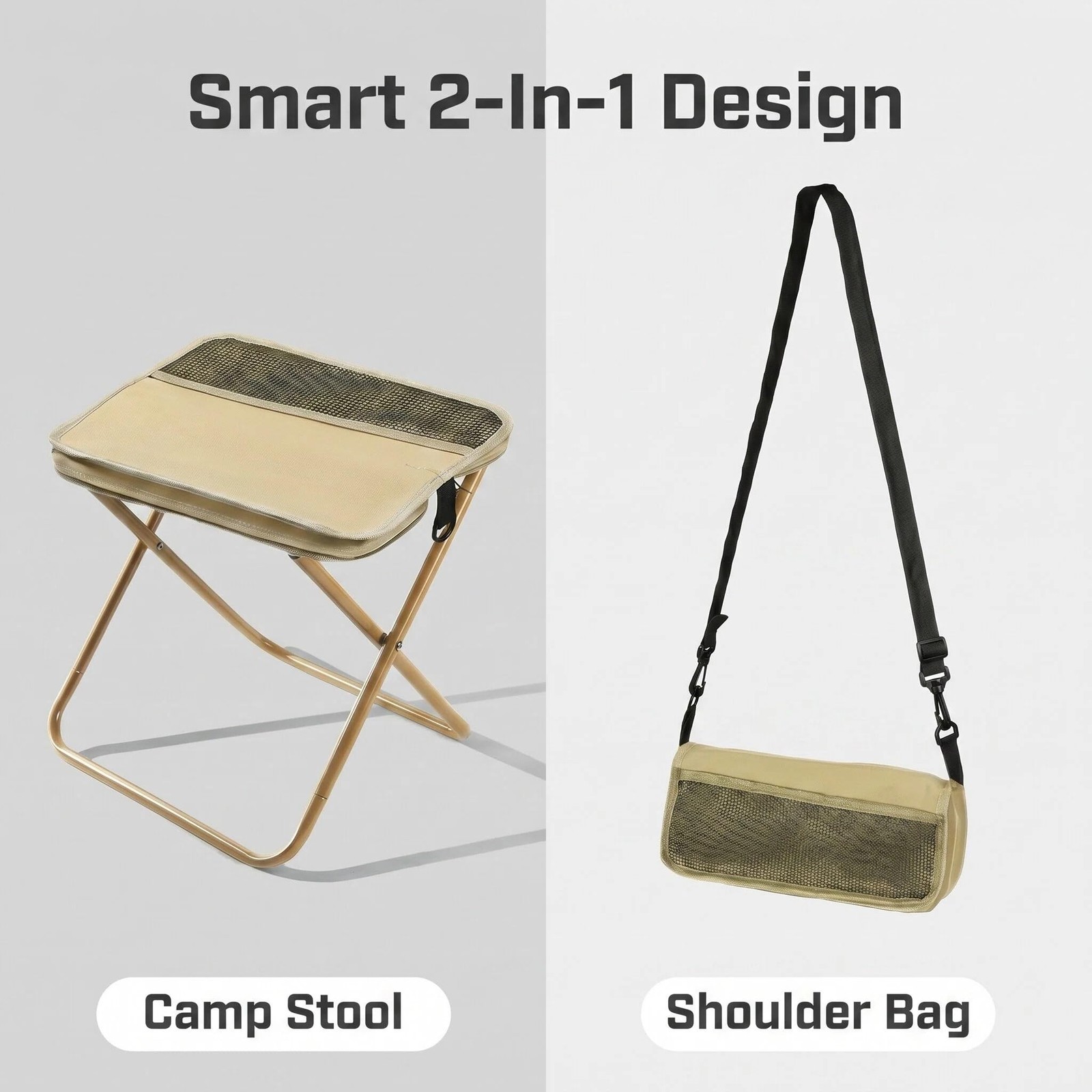 11.5" Portable Folding Camp Stool with Side Pocket, Lightweight Foldable Camp...