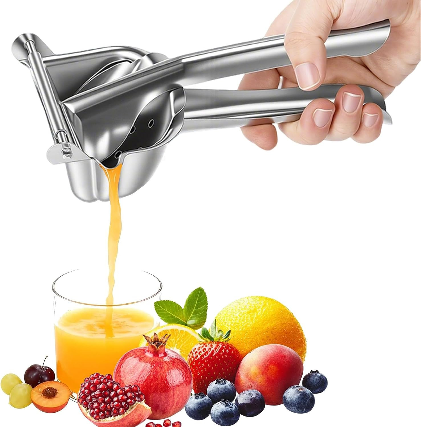 Premium Stainless Steel Manual Juicer - Heavy Duty Citrus Press & Fruit Lemon Sq