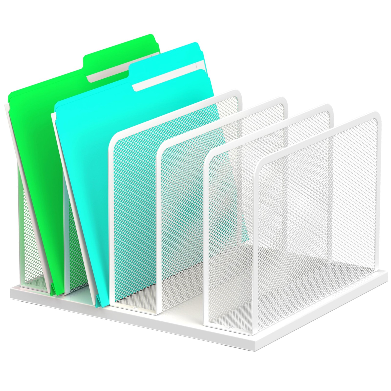 Desk File Organizer Upright Mesh File Sorter Holder White 5Section 1 Pack