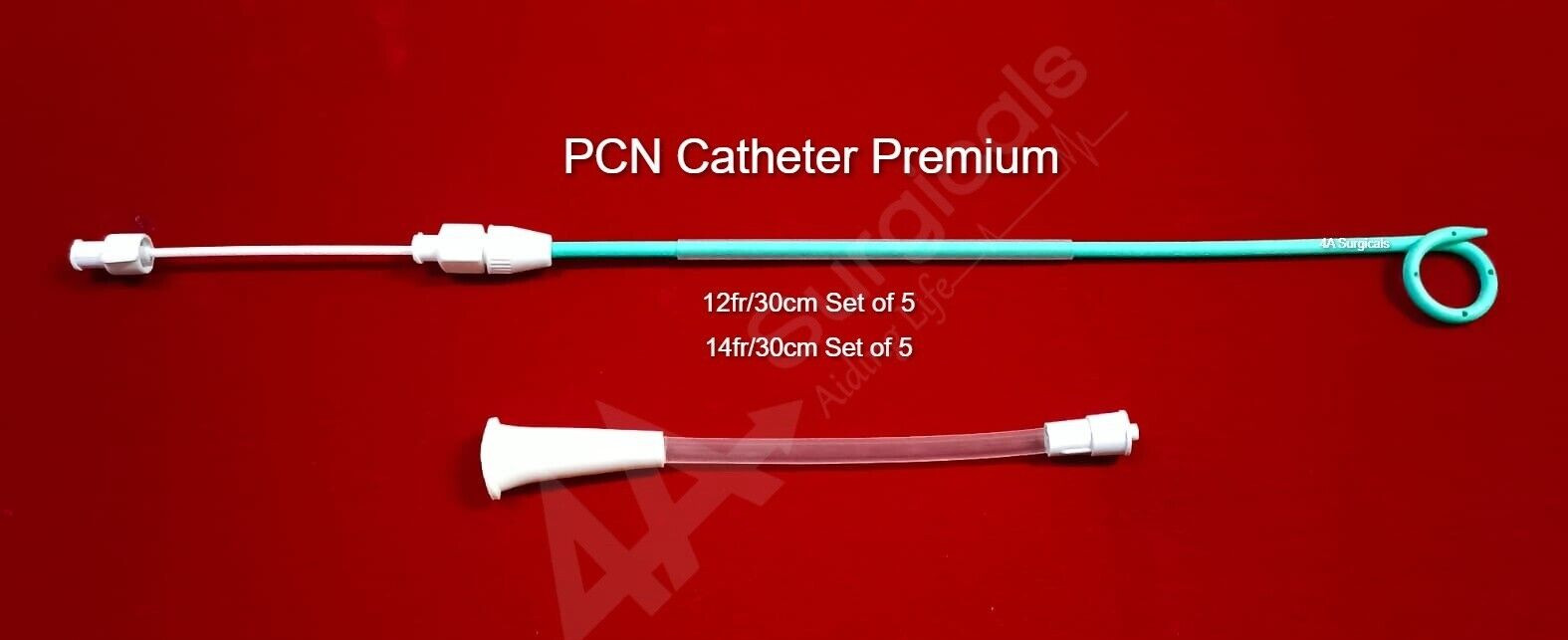 4A PIGTAIL PCN 12Fr 30Cm (set of 5) and 14fr 30c (Set of 5) Sterilised Premium.
