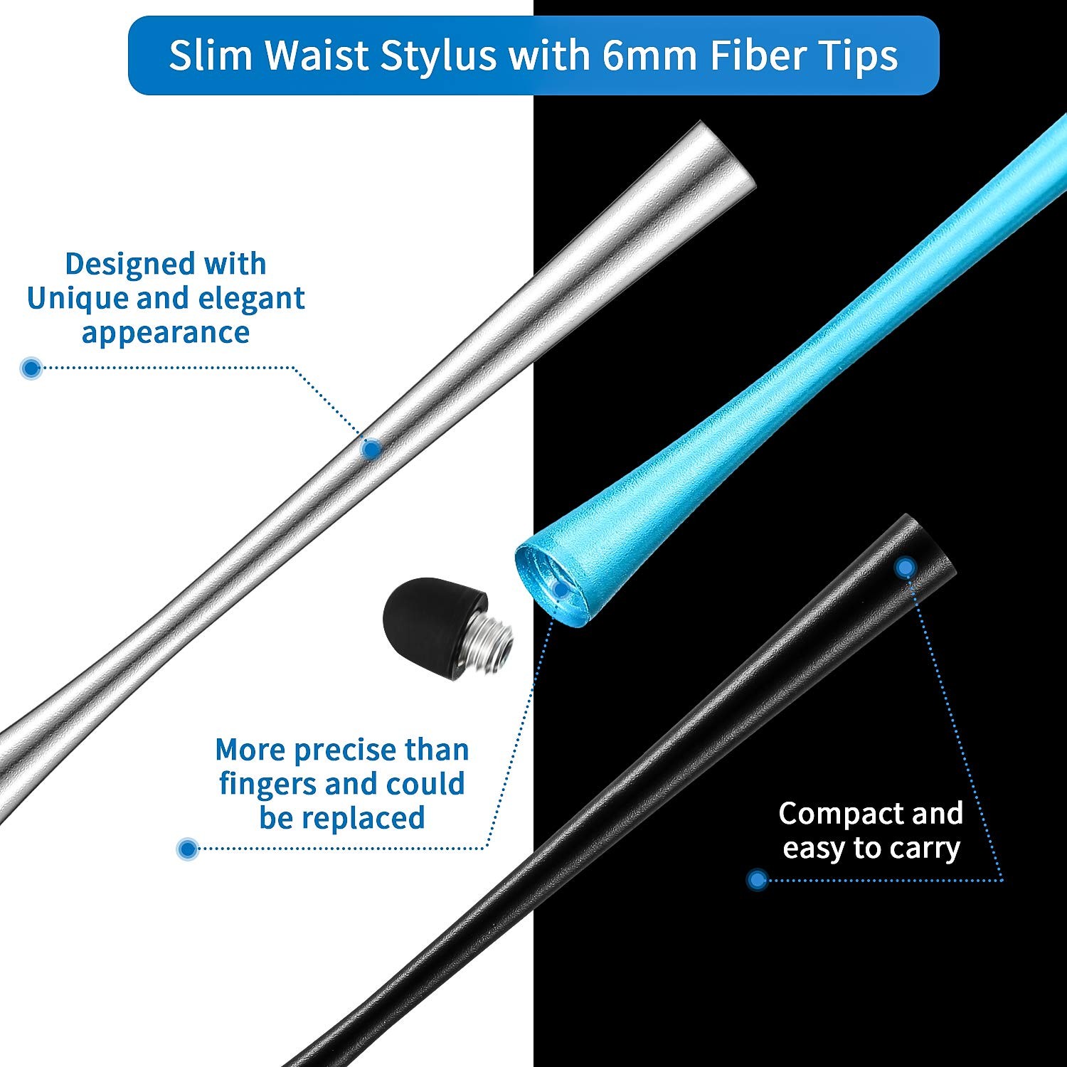 Outus 8 Pcs Slim Waist Stylus Pen for Touchscreen, Multicolour