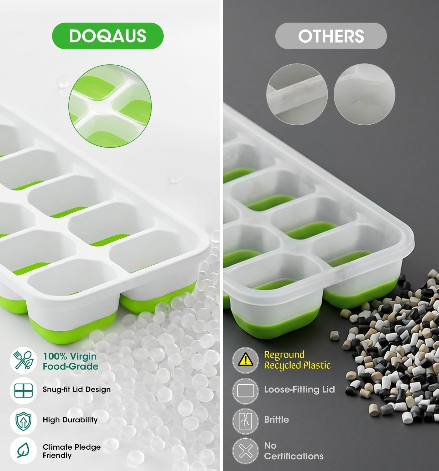 Elegant Stackable Ice Cube Trays with Spill-Resistant Lids - Dishwasher Safe