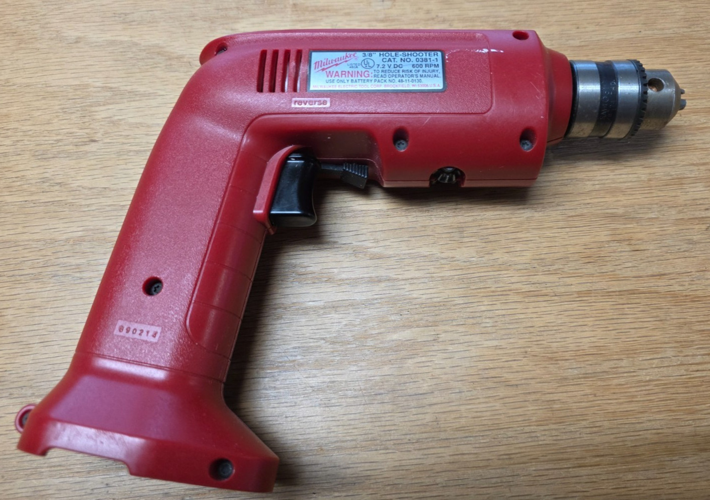 Milwaukee 3/8 Hole Shooter 0381-1 7.2V 600 RPM Cordless Drill VERY CLEAN Vintage