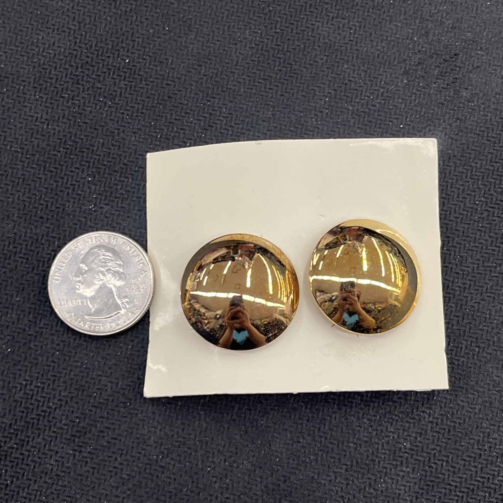 Metal Oval Clip Earrings Gold Tone